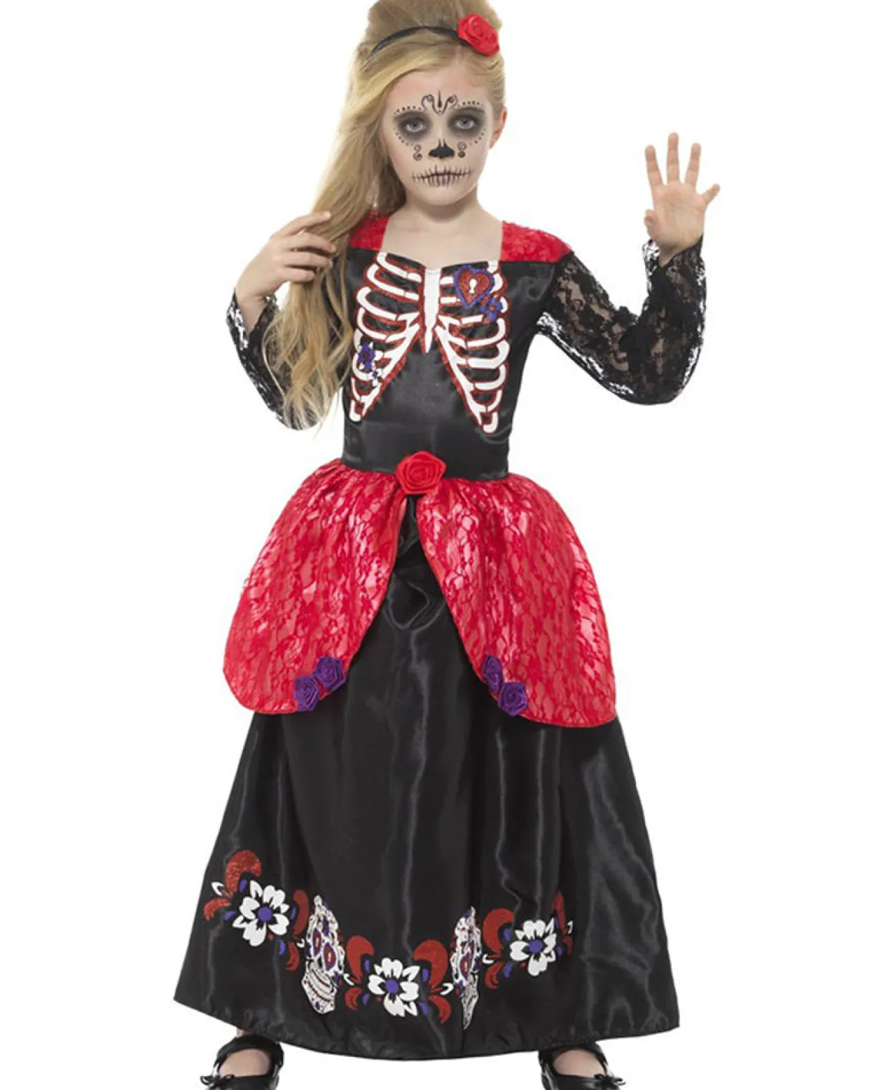 Smiffys Day Of The Dead Deluxe Girls Costume Cheap