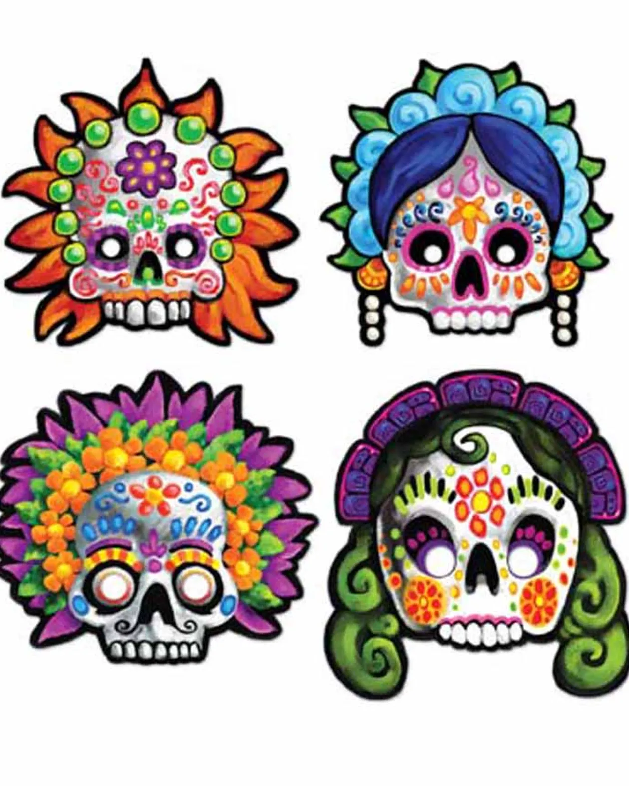 Beistle Day Of The Dead Masks Pack Of 4 Best Sale