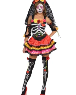 Amscan AU Day Of The Dead Senorita Womens Costume Cheap