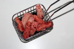 ForensicFX Studios Deep Fried Severed Fingers In Metal Fryer Basket Prop Store