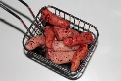 ForensicFX Studios Deep Fried Severed Fingers In Metal Fryer Basket Prop Store