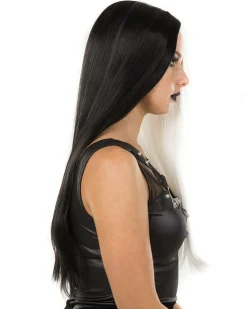 * Deluxe Black And White Long Wig Fashion