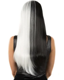 * Deluxe Black And White Long Wig Fashion