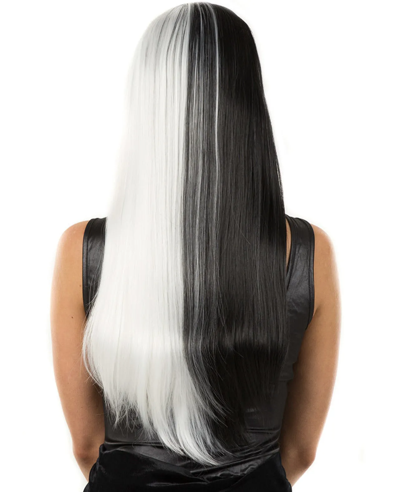 * Deluxe Black And White Long Wig Fashion