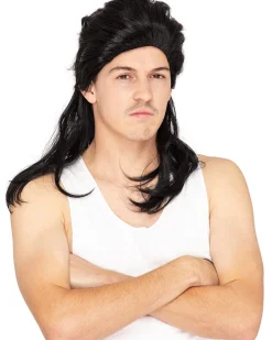 * Deluxe Black Mullet Wig Outlet