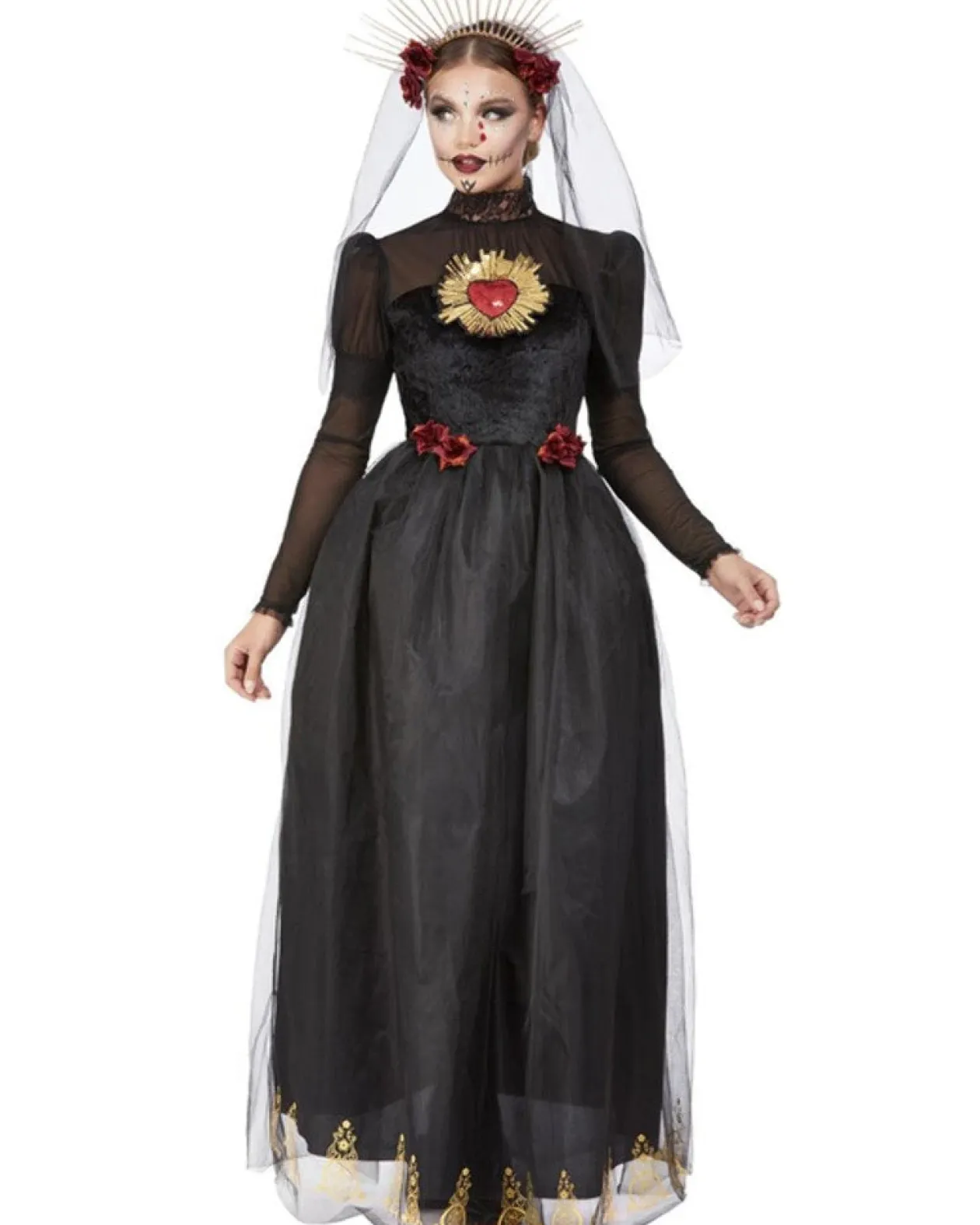 Smiffys Deluxe Day Of The Dead Sacred Heart Bride Womens Costume Cheap