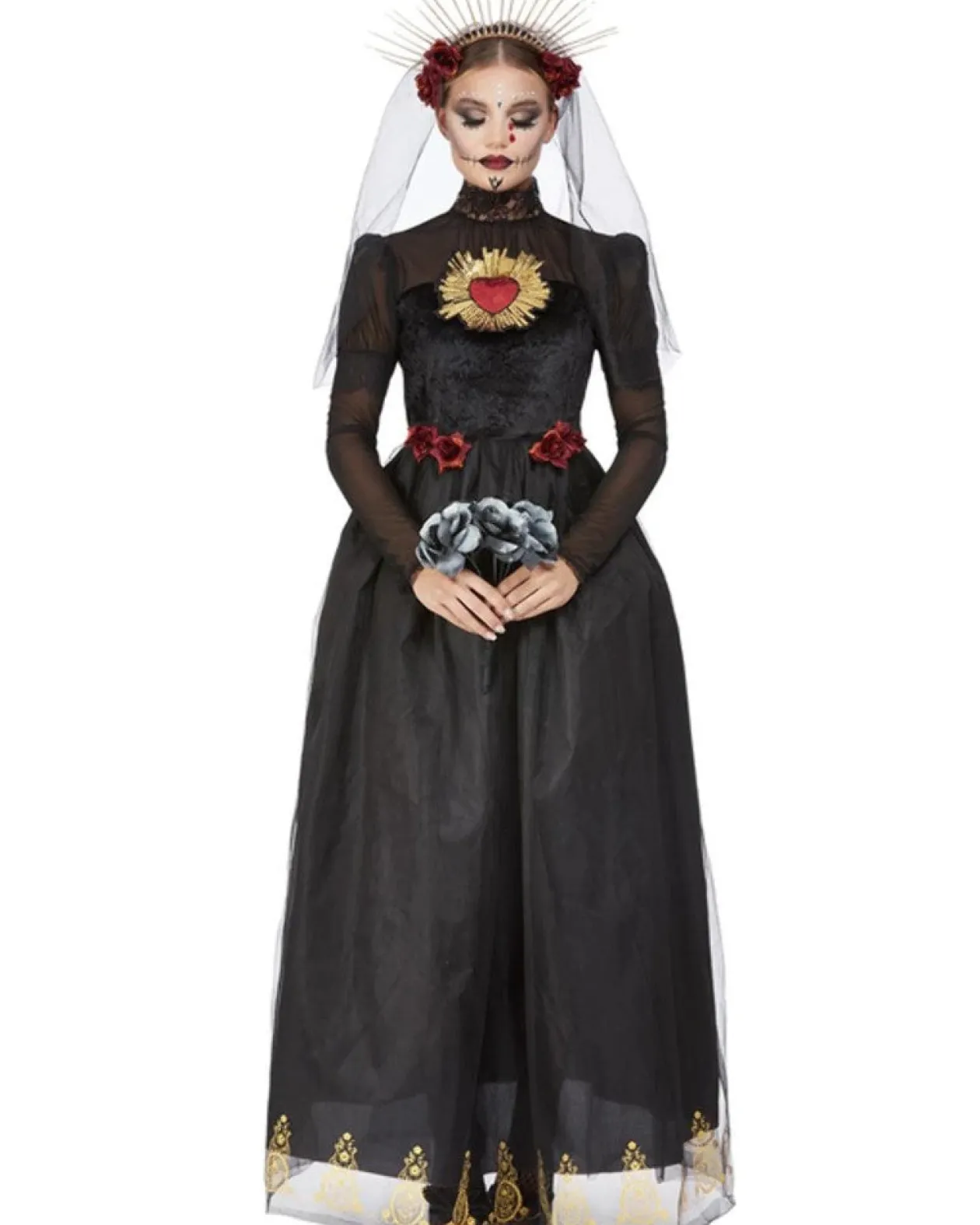 Smiffys Deluxe Day Of The Dead Sacred Heart Bride Womens Costume Cheap