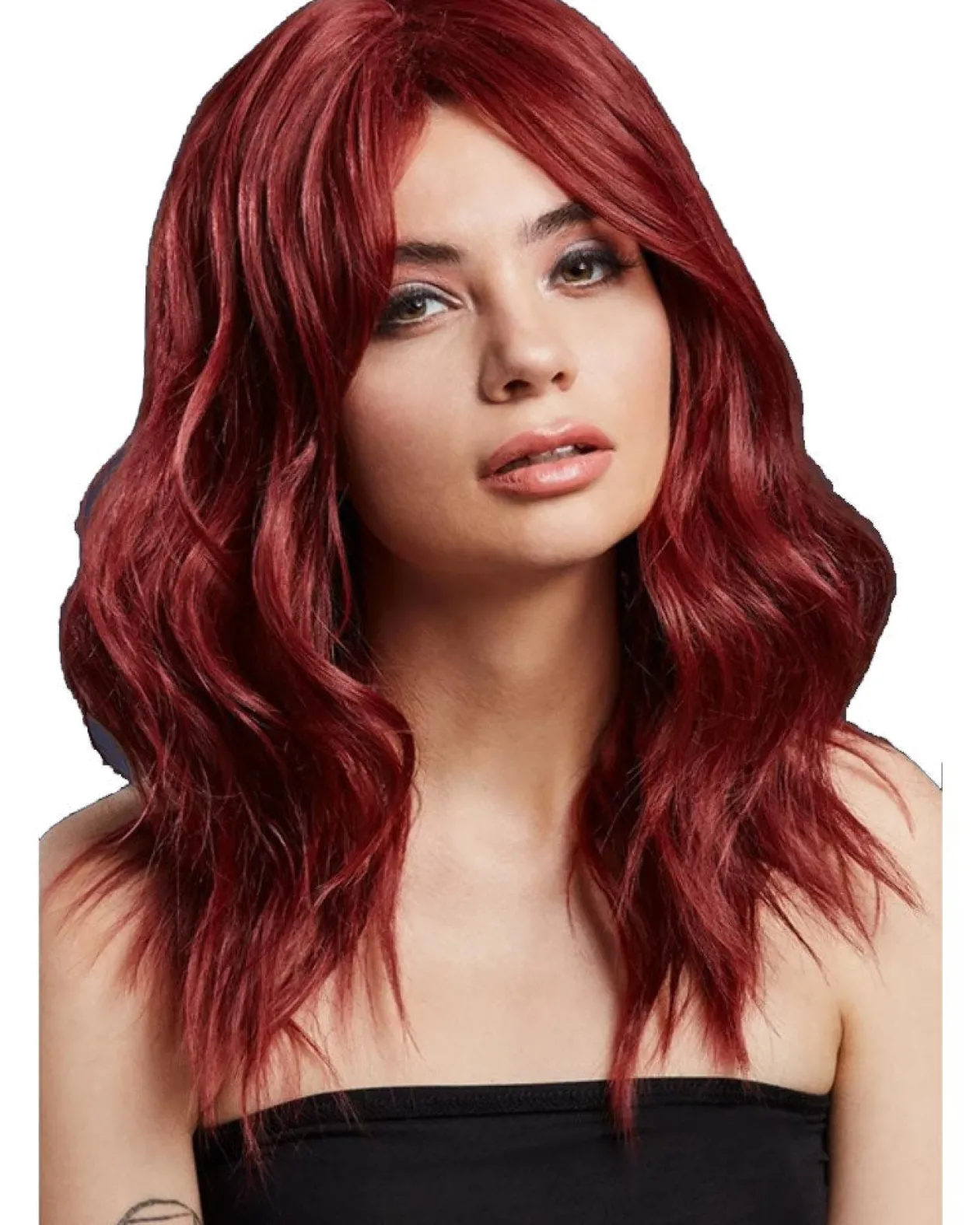Smiffys Deluxe Fever Ruby Red Ashley Wig Flash Sale