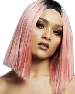 Smiffys Deluxe Fever Two Toned Coral Pink Kylie Wig Discount