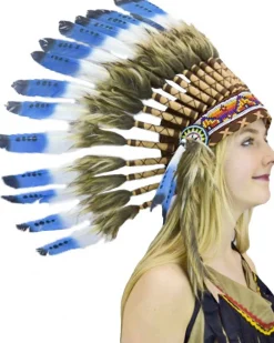 Interalia Deluxe Tribal Headdress With Blue Feathers Best