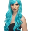 Smiffys Desire Long Wavy Aqua Wig New