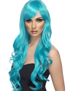 Smiffys Desire Long Wavy Aqua Wig New