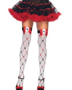 Leg Avenue Diamond Card Thigh High Stockings With Bow And Card Charm Applique Store