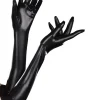 Dreamgirl International Dominique Long Black Shiny Gloves Clearance