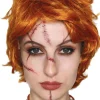 The Wig Outlet Evil Doll Orange And Red Wig With Scar Tattoos Set Shop
