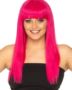 * Fashion Deluxe Fuschia Pink Long Wig Hot