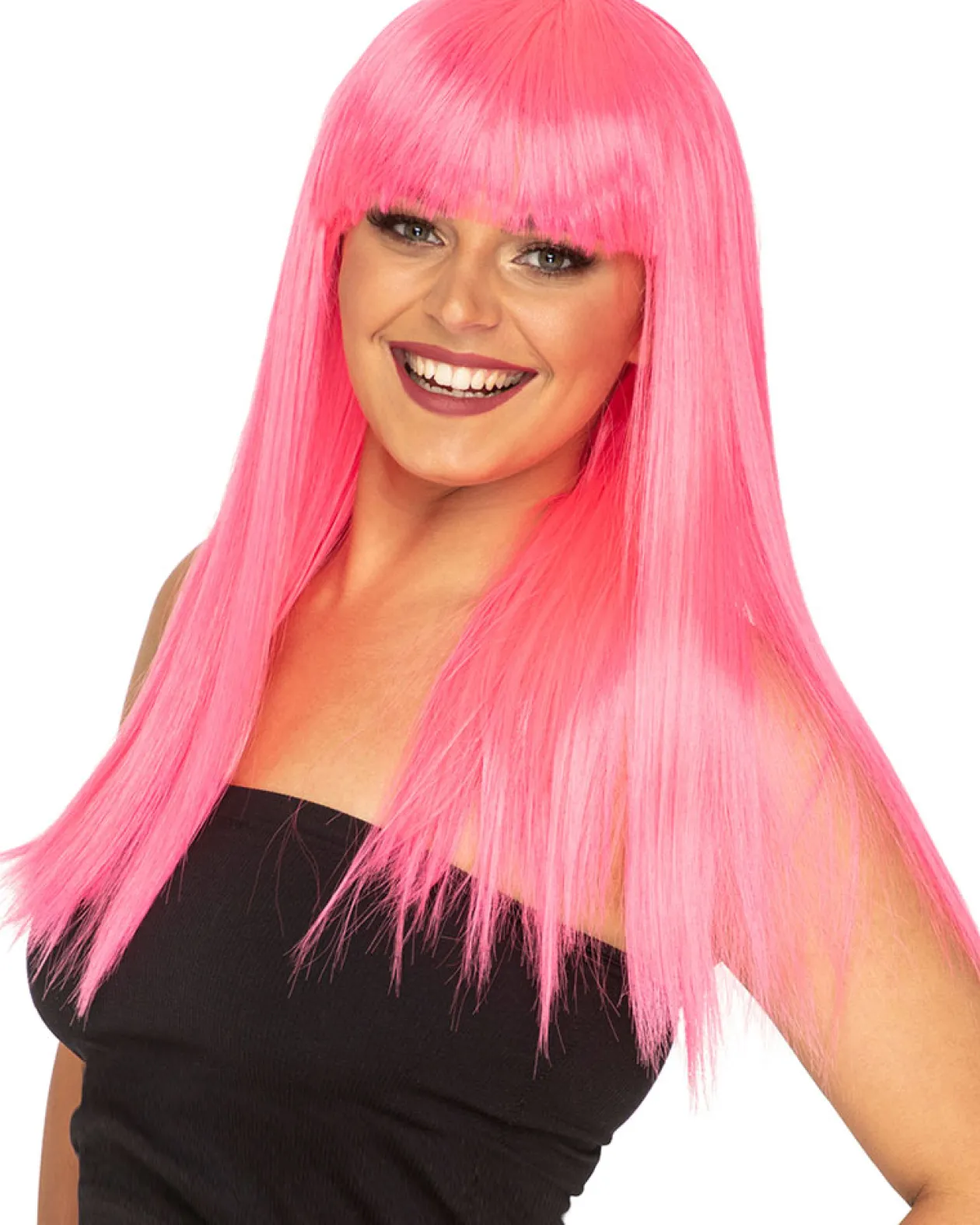 * Fashion Deluxe Neon Pink Long Wig Fashion