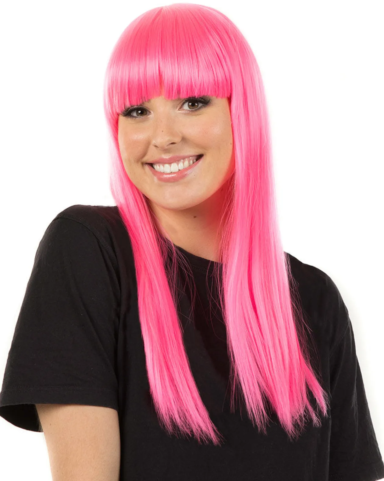 * Fashion Deluxe Neon Pink Long Wig Fashion
