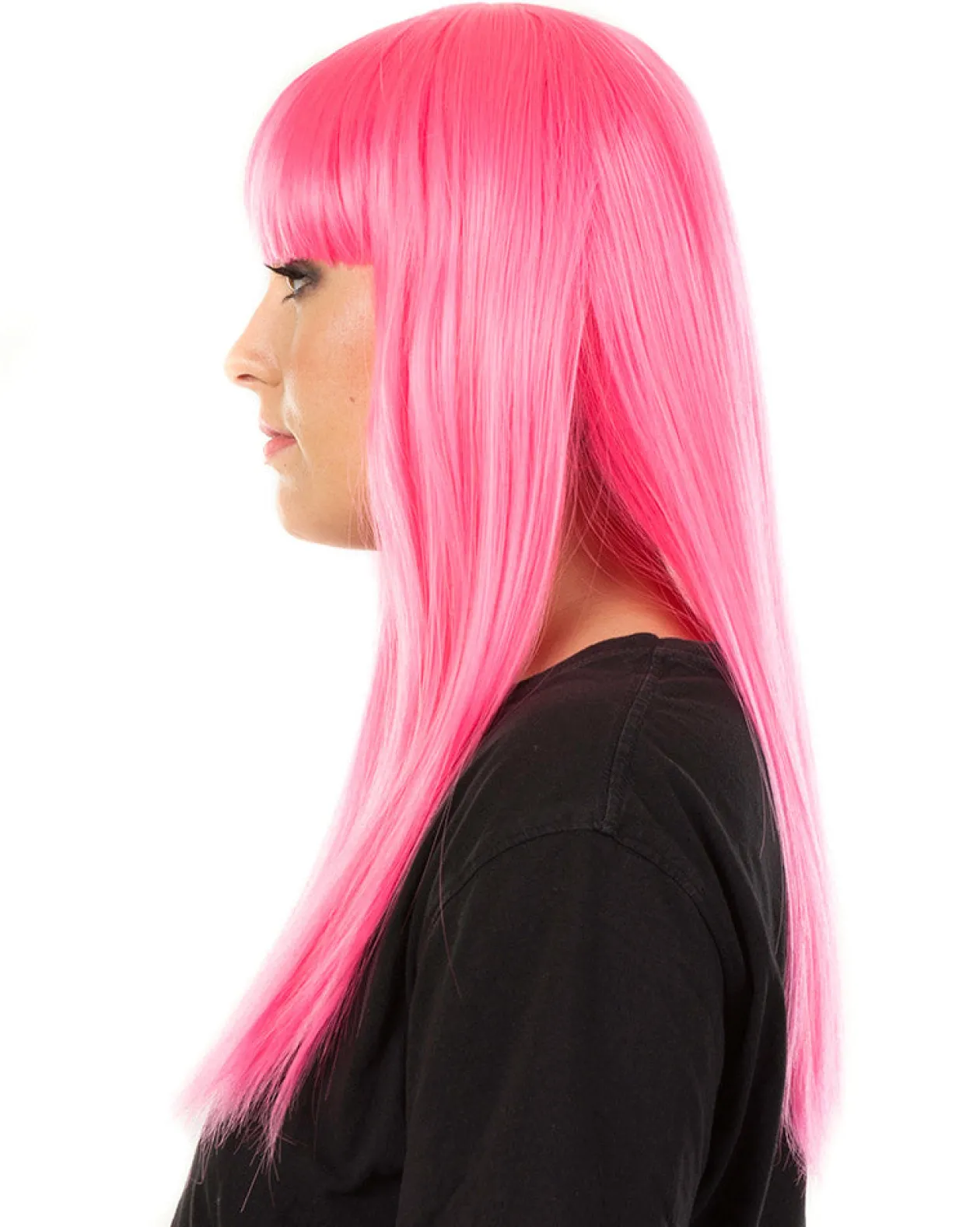 * Fashion Deluxe Neon Pink Long Wig Fashion