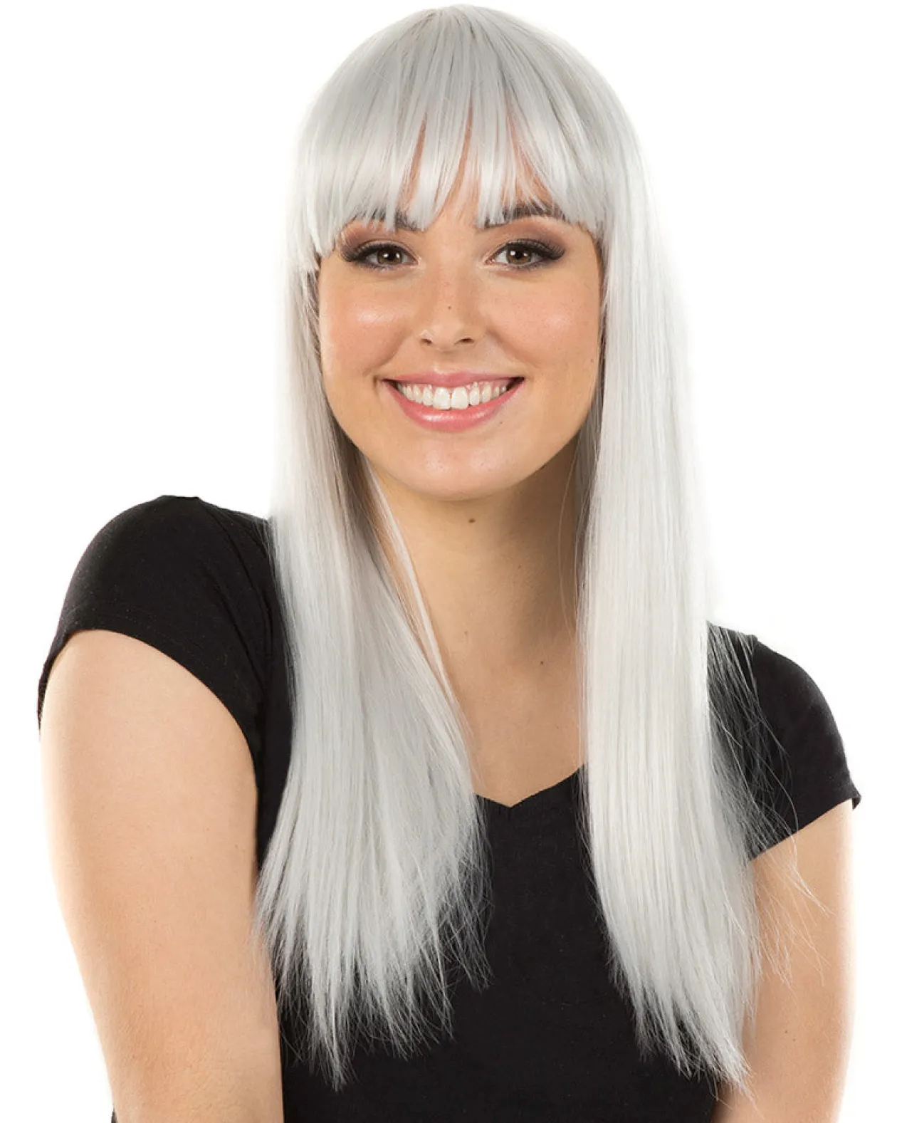 * Fashion Deluxe Silver Long Wig Fashion