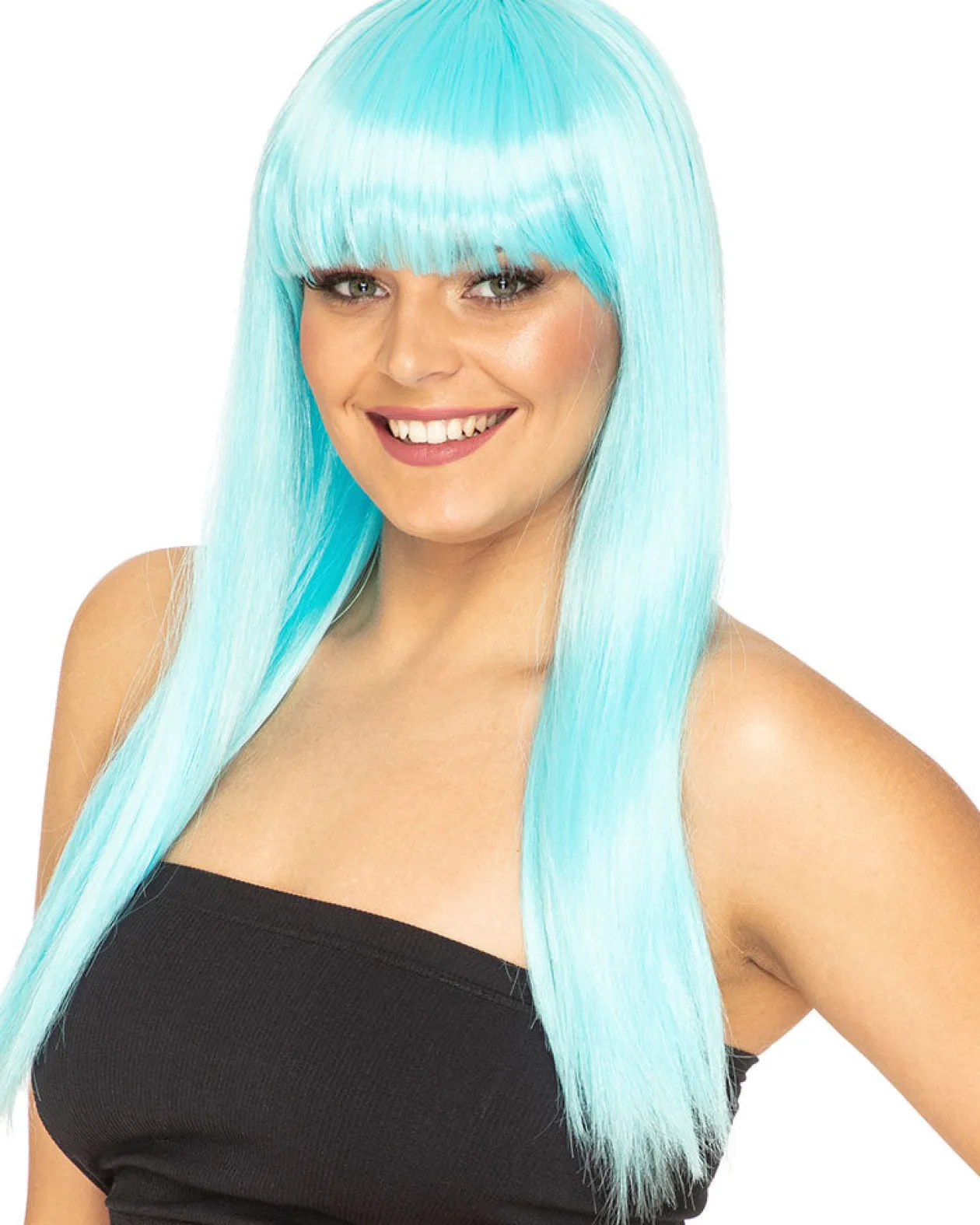 * Fashion Deluxe Soft Teal Long Wig Fashion