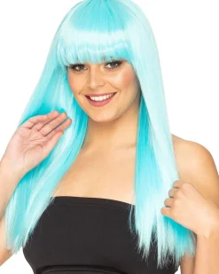 * Fashion Deluxe Soft Teal Long Wig Fashion
