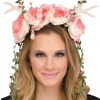 Fun World Faun Fantasy Headpiece With Pink Roses And White Antlers Clearance