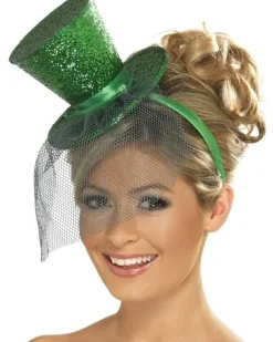Smiffys Fever Green Mini Top Hat On Headband Flash Sale
