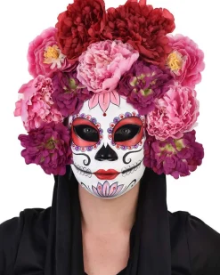 Tomfoolery Floral Pink Day Of The Dead Deluxe Mask Flash Sale