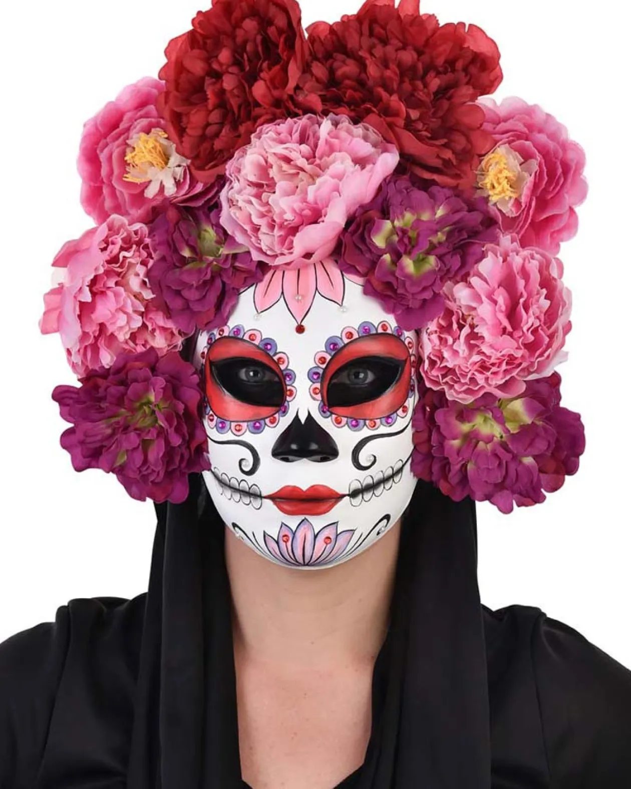 Tomfoolery Floral Pink Day Of The Dead Deluxe Mask Flash Sale