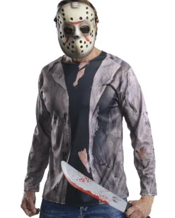 Rubies Friday The 13Th Jason Deluxe Mens Shirt Mask And Machete Kit Sale