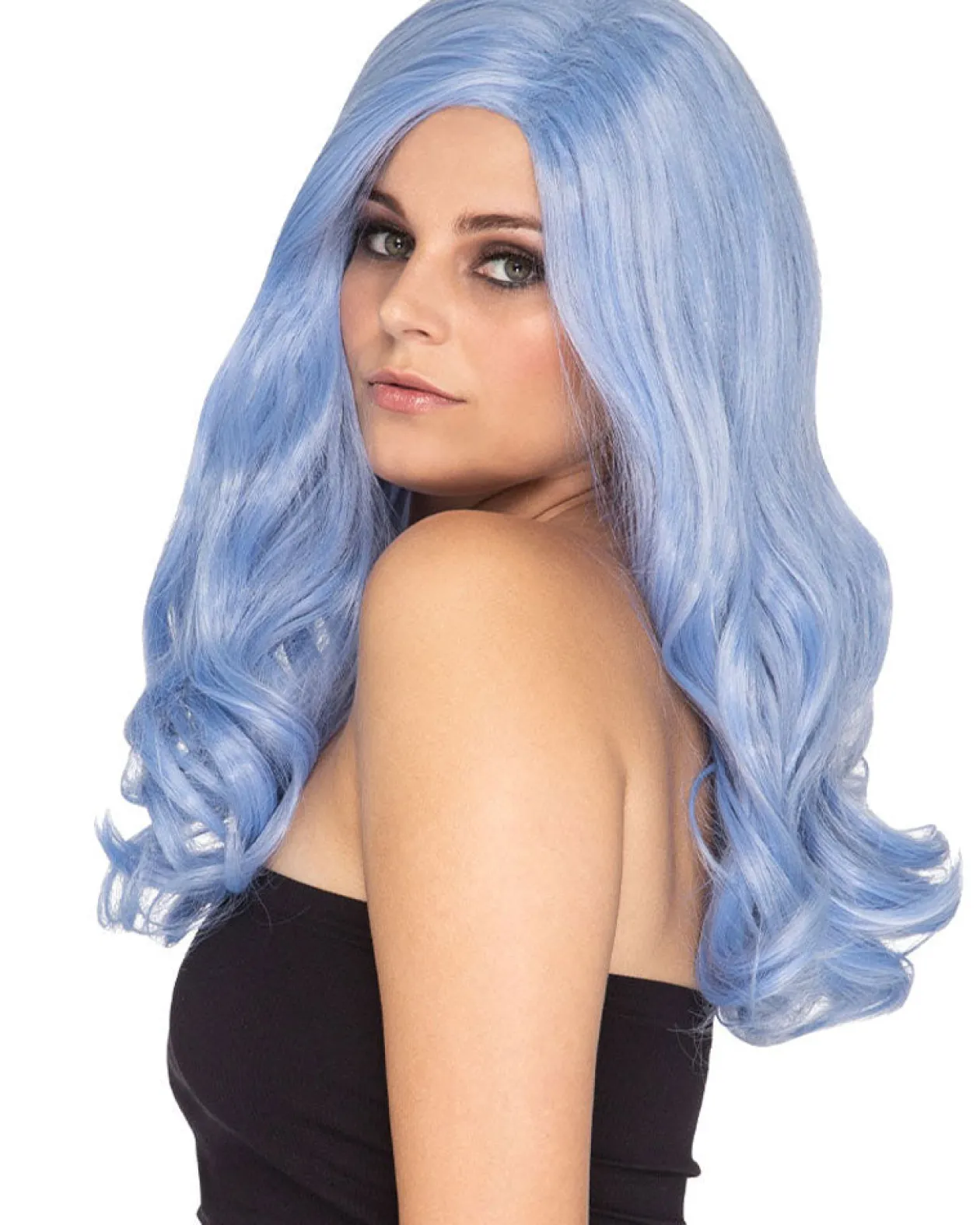 * Glamour Deluxe Bubblegum Blue Long Wavy Wig Sale