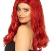 * Glamour Deluxe Deep Red Long Wavy Wig Outlet