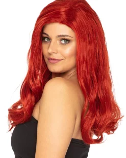 * Glamour Deluxe Deep Red Long Wavy Wig Outlet