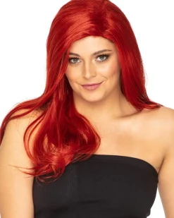 * Glamour Deluxe Deep Red Long Wavy Wig Outlet