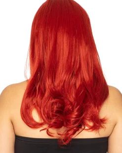 * Glamour Deluxe Deep Red Long Wavy Wig Outlet