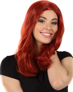 * Glamour Deluxe Deep Red Long Wavy Wig Outlet