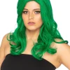 * Glamour Deluxe Emerald Green Long Wavy Wig Shop