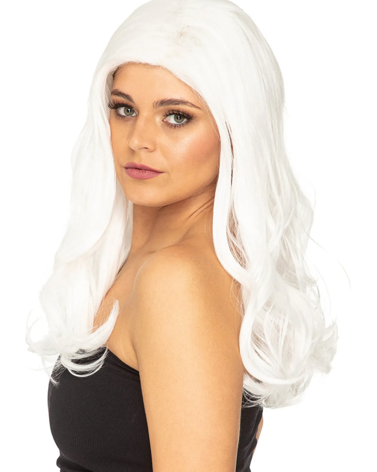 * Glamour Deluxe White Long Wavy Wig Cheap