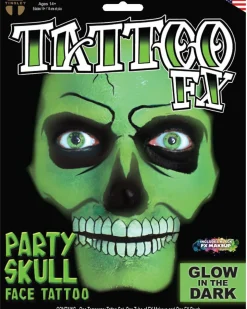 Tinsley Transfers Glow In The Dark Party Skull Face Tattoo Kit Best Sale