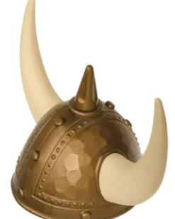 Sweidas Gold Plastic Viking Helmet With Horns Clearance