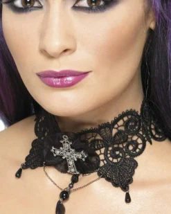 Smiffys Gothic Lace Choker Fashion