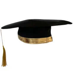 Amscan Graduation Black And Gold Fabric Mortarboard Hat Clearance