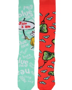 Elope Green Eggs & Ham Mismatched Knee High Costume Socks Outlet