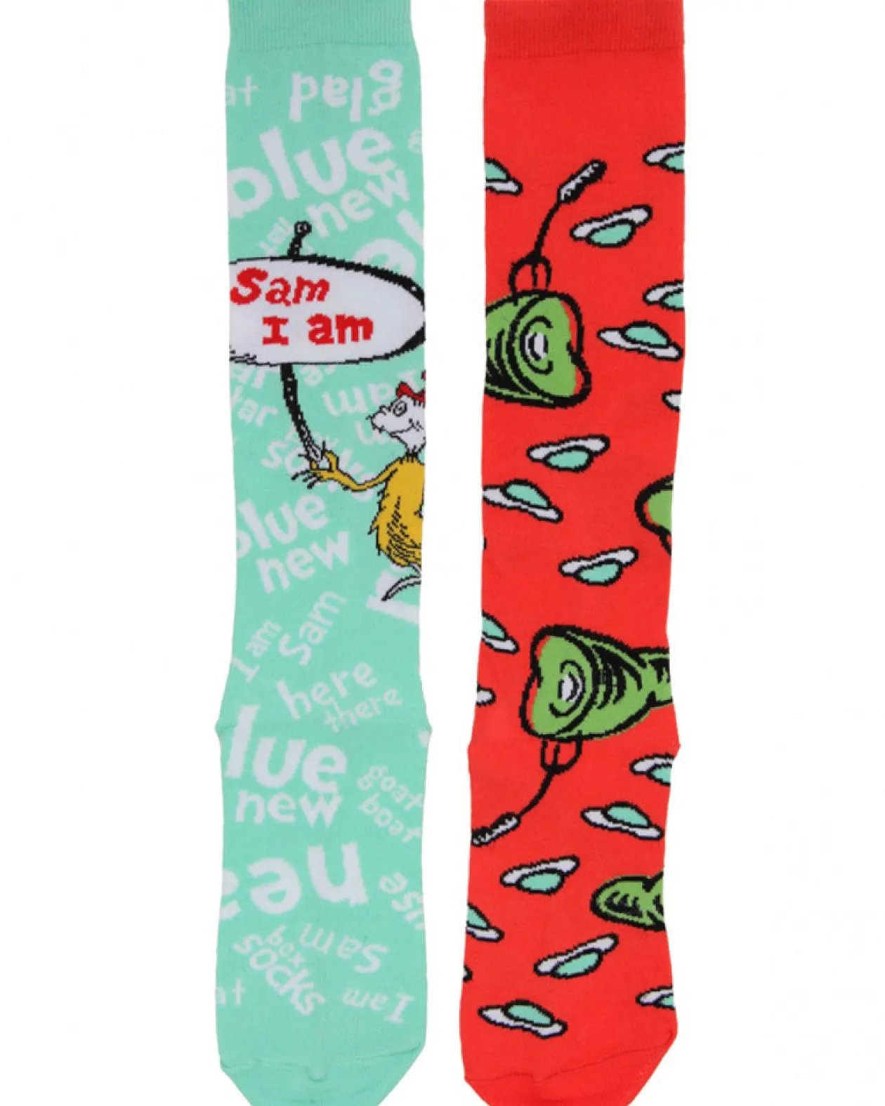 Elope Green Eggs & Ham Mismatched Knee High Costume Socks Outlet