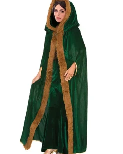 Tomfoolery Green Faux Fur Trim Cape Fashion