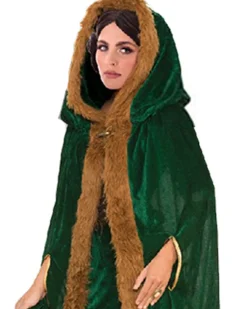 Tomfoolery Green Faux Fur Trim Cape Fashion