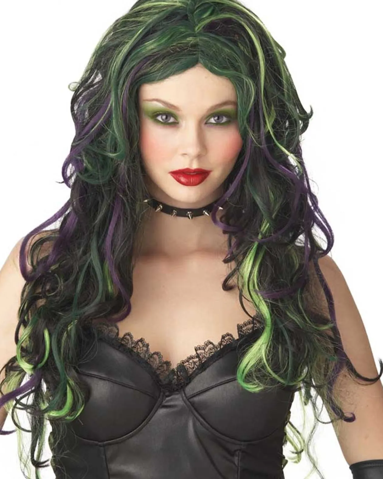 California Costumes Green Purple And Black Witches Wig Fashion
