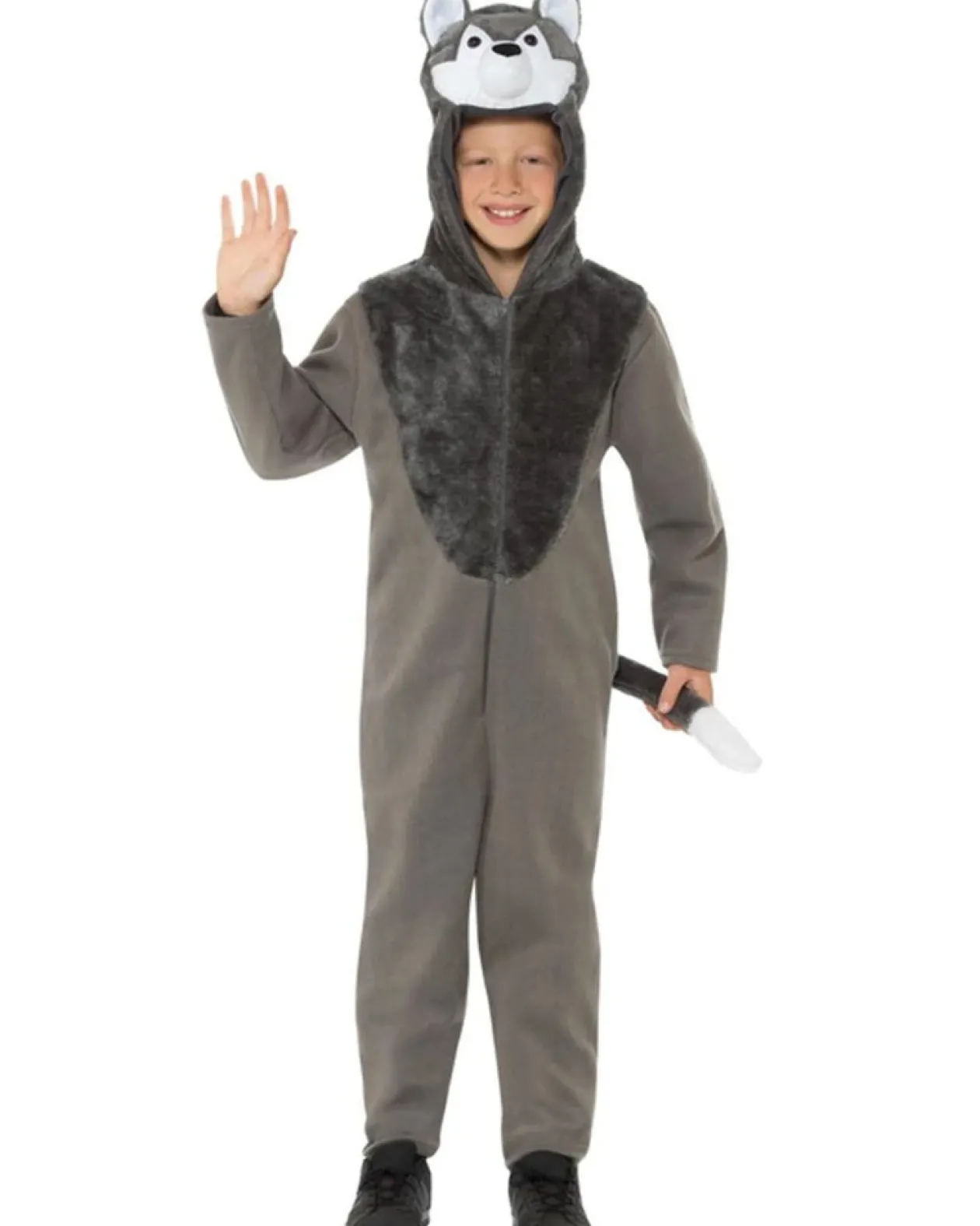 Smiffys Hooded Wolf Jumpsuit Kids Costume Discount