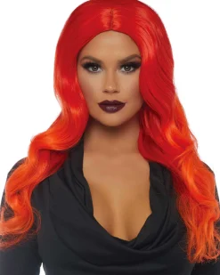 Leg Avenue Jessica Orange Ombre Long Wavy Wig Cheap